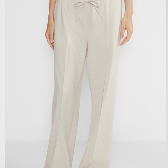 NWT!Aritzia Babaton Equity Pants Wide-leg 95%wool twill pants Size L Matte Pearl - Picture 2 of 8